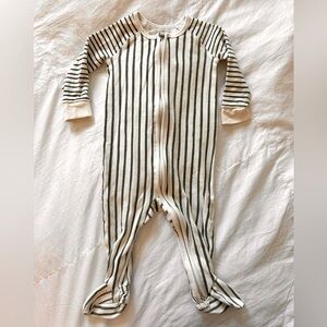 Pehr Organic Cotton Baby Double Zipper Footie Pajamas, Green Stripes, 6-12M